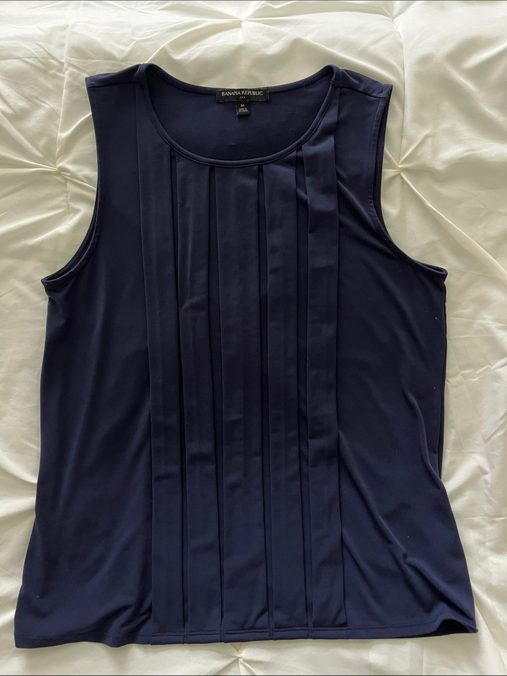 Banana Republic Dark Navy Pleated Sleeveless Tank